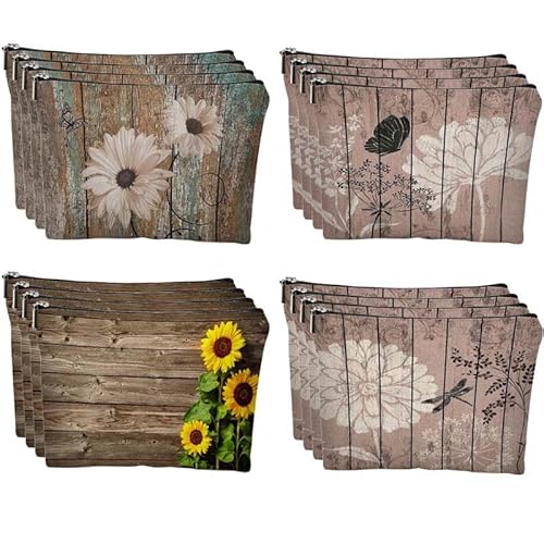 Kosmetiktasche Retro Holzmaserung Schminktasche Tragbare Reise Kosmetiktasche Set,Klein Niedliche Vielseitige Geldbörse Klein, Kosmetiktasche Damen,Reißverschlusstasche Kosmetik Tasche von malxlaw