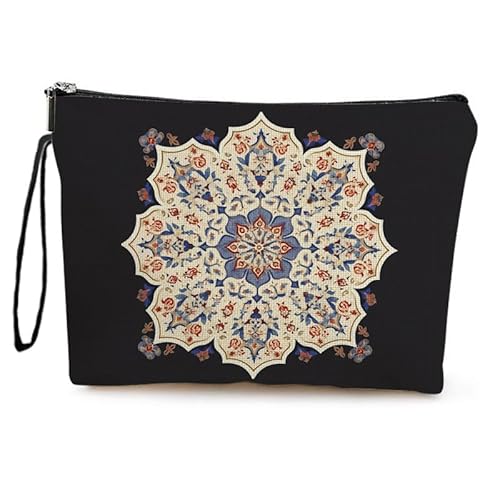 Kosmetiktasche Retro Mandala Schminktasche Tragbare Reise Kosmetiktasche Set,Klein Niedliche Vielseitige Geldbörse Klein, Kosmetiktasche Damen,Reißverschlusstasche Kosmetik Tasche von malxlaw