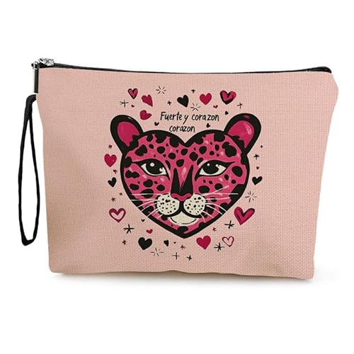 Kosmetiktasche Rosa Leopard Schminktasche Tragbare Reise Kosmetiktasche Set,Klein Niedliche Vielseitige Geldbörse Klein, Kosmetiktasche Damen,Reißverschlusstasche Kosmetik Tasche von malxlaw