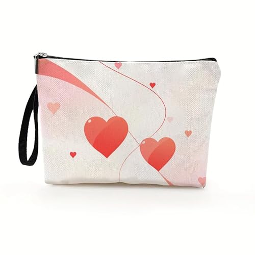 Kosmetiktasche Rosa Liebe Schminktasche Tragbare Reise Kosmetiktasche Set,Klein Niedliche Vielseitige Geldbörse Klein, Kosmetiktasche Damen,Reißverschlusstasche Kosmetik Tasche von malxlaw