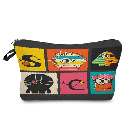 Kosmetiktasche Rotes Monster Schminktasche Tragbare Reise Kosmetiktasche Set,Klein Niedliche Vielseitige Geldbörse Klein, Kosmetiktasche Damen,Reißverschlusstasche Kosmetik Tasche von malxlaw