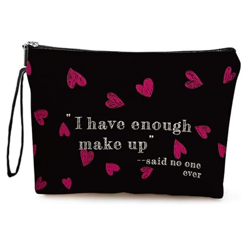 Kosmetiktasche Schwarze Herzen Schminktasche Tragbare Reise Kosmetiktasche Set,Klein Niedliche Vielseitige Geldbörse Klein, Kosmetiktasche Damen,Reißverschlusstasche Kosmetik Tasche von malxlaw