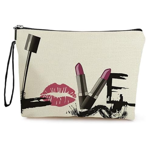 Kosmetiktasche Schwarzer Lippenstift Schminktasche Tragbare Reise Kosmetiktasche Set,Klein Niedliche Vielseitige Geldbörse Klein, Kosmetiktasche Damen,Reißverschlusstasche Kosmetik Tasche von malxlaw