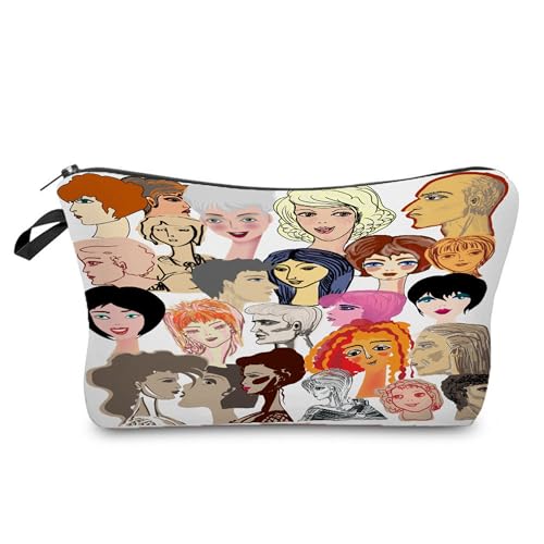 Kosmetiktasche Schwarzes Haar Schminktasche Tragbare Reise Kosmetiktasche Set,Klein Niedliche Vielseitige Geldbörse Klein, Kosmetiktasche Damen,Reißverschlusstasche Kosmetik Tasche von malxlaw