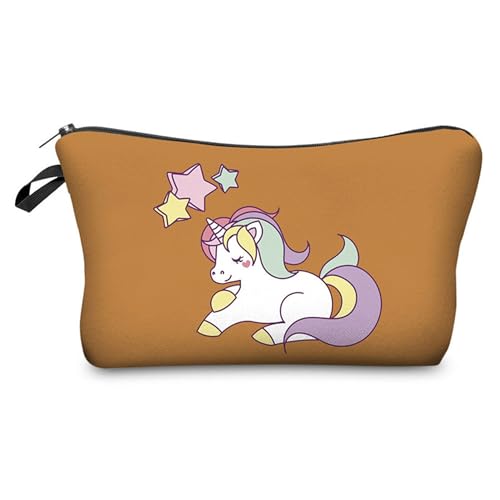 Kosmetiktasche Stern Einhorn Schminktasche Tragbare Reise Kosmetiktasche Set,Klein Niedliche Vielseitige Geldbörse Klein, Kosmetiktasche Damen,Reißverschlusstasche Kosmetik Tasche von malxlaw
