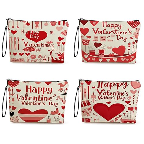 Kosmetiktasche Valentinstag Schminktasche Tragbare Reise Kosmetiktasche Set,Klein Niedliche Vielseitige Geldbörse Klein, Kosmetiktasche Damen,Reißverschlusstasche Kosmetik Tasche von malxlaw