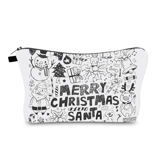 Kosmetiktasche Weihnachten Schminktasche Tragbare Reise Kosmetiktasche Klein Niedliche Vielseitige Make Up Bag Kosmetiktasche Damen Reißverschlusstasche Schminktasche Klein Mädchen von malxlaw