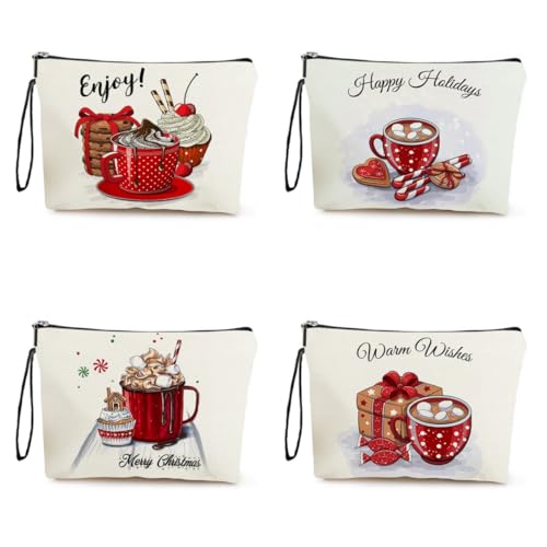 Kosmetiktasche Weihnachten Schminktasche Tragbare Reise Kosmetiktasche Set,Klein Niedliche Vielseitige Geldbörse Klein, Kosmetiktasche Damen,Reißverschlusstasche Kosmetik Tasche von malxlaw