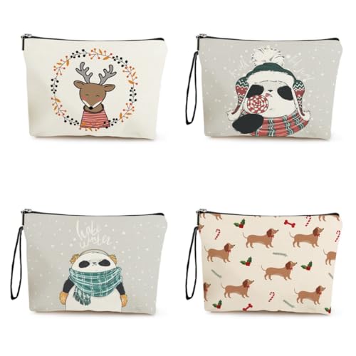 Kosmetiktasche Weihnachten Schminktasche Tragbare Reise Kosmetiktasche Set,Klein Niedliche Vielseitige Geldbörse Klein, Kosmetiktasche Damen,Reißverschlusstasche Kosmetik Tasche von malxlaw