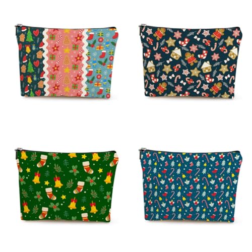 Kosmetiktasche Weihnachten Schminktasche Tragbare Reise Kosmetiktasche Set,Klein Niedliche Vielseitige Geldbörse Klein, Kosmetiktasche Damen,Reißverschlusstasche Kosmetik Tasche von malxlaw