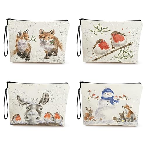 Kosmetiktasche Weihnachten Schminktasche Tragbare Reise Kosmetiktasche Set,Klein Niedliche Vielseitige Geldbörse Klein, Kosmetiktasche Damen,Reißverschlusstasche Kosmetik Tasche von malxlaw