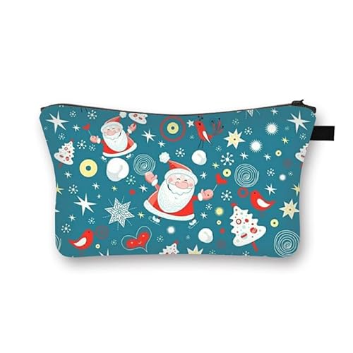 Kosmetiktasche Weihnachtsschnee Schminktasche Tragbare Reise Kosmetiktasche Klein Niedliche Vielseitige Make Up Bag Kosmetiktasche Damen Reißverschlusstasche Schminktasche Klein Mädchen von malxlaw