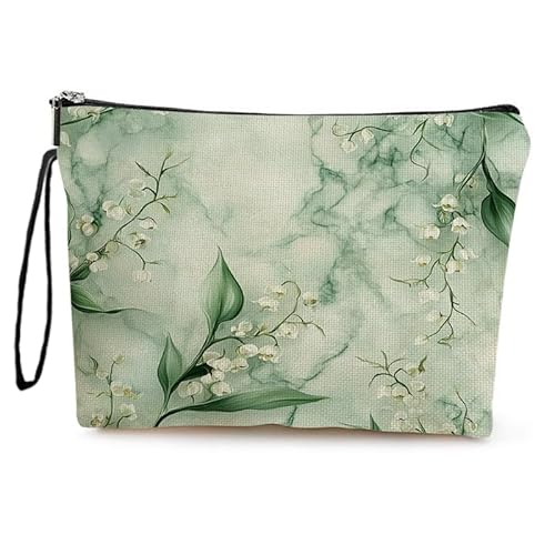 Kosmetiktasche Weiße Blätter Schminktasche Tragbare Reise Kosmetiktasche Set,Klein Niedliche Vielseitige Geldbörse Klein, Kosmetiktasche Damen,Reißverschlusstasche Kosmetik Tasche von malxlaw