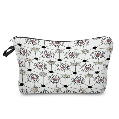 Kosmetiktasche Weiße Blüten Schminktasche Tragbare Reise Kosmetiktasche Set,Klein Niedliche Vielseitige Geldbörse Klein, Kosmetiktasche Damen,Reißverschlusstasche Kosmetik Tasche von malxlaw