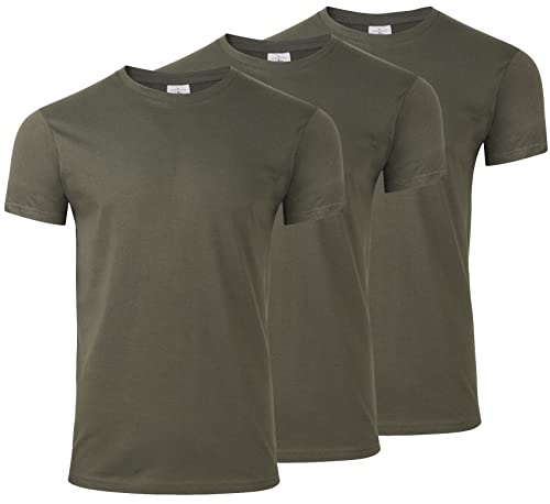 3-er Pack T-Shirts für Herren in Basic Farben mit guter Passform. Khaki L von mama band