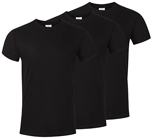 3-er Pack T-Shirts für Herren in Basic Farben mit guter Passform. Schwarz 3XL von mama band