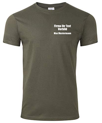 Arbeitsshirts mit Logo. T-Shirt mit Firmenlogo auf der Brust. Gestalte Deine eigene Arbeitskleidung mit Brustlogo oder als Werbeartikel. Oliv L von mama band