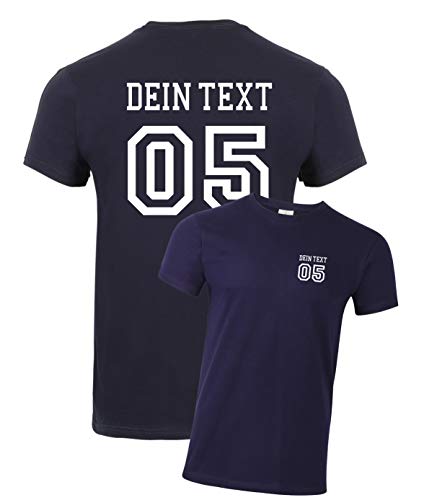 Herren T-Shirt Mit Wunschname Und Zahl Bedrucken. Selber Gestalten. Druck Mit Wunschtext. Ökotex-100 Zertifiziert. Dunkelblau XXXL von mama band