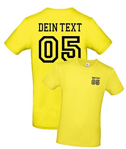 Herren T-Shirt mit Wunschname und Zahl Bedrucken. T-Shirt selber gestalten. T-Shirt Druck. T-Shirt mit Wunschtext. T Shirts sind Ökotex-100 Zertifiziert. Gelb L von mama band