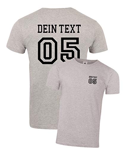 Herren T-Shirt Mit Wunschname Und Zahl Bedrucken - Selbst Gestalten Mit Wunschtext - Ökotex-100 Zertifiziert - Grau XXL von mama band