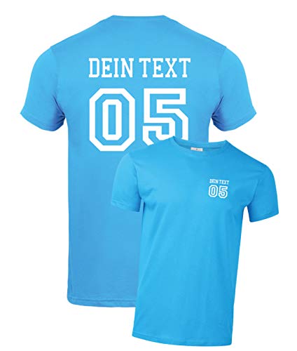 Herren T-Shirt mit Wunschname und Zahl Bedrucken. T-Shirt selber gestalten. T-Shirt Druck. T-Shirt mit Wunschtext. T Shirts sind Ökotex-100 Zertifiziert. - Hellblau L von mama band