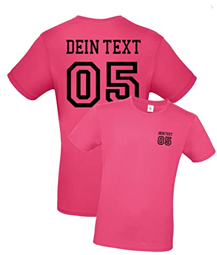 Herren T-Shirt Mit Wunschname Und Zahl Bedrucken - Selber Gestalten, Druck Mit Wunschtext - Ökotex-100 Zertifiziert - Pink 3XL von mama band