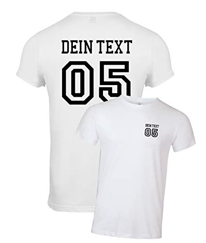 Herren T-Shirt Mit Wunschname Und Zahl Bedrucken - Selbst Gestalten Mit Wunschtext - Ökotex-100 Zertifiziert - Weiss M von mama band