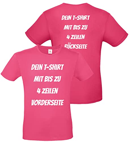 T-Shirt Vorder und Rückseite Bedrucken. T-Shirt selber gestalten. T-Shirt Druck. T-Shirt mit Wunschtext. T Shirts sind Ökotex-100 Zertifiziert. (XL, Pink) von mama band