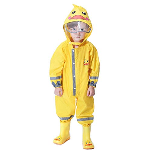 mama stadt Kinder Regenoverall Jungen Mädchen Regenanzug Reflektierender Regenmantel 100% Wasserdicht Regenfest Regenjacke Regen Overall, Gelbe Ente/L (6-8 Jahre) von mama stadt