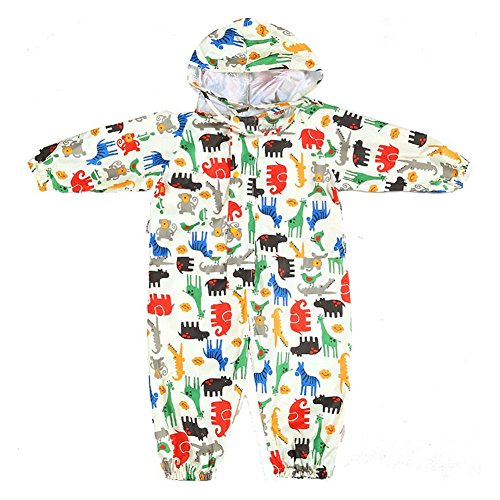 mama stadt Regen Overall Kinder Unisex 100% Wasserdichter Regenanzug Kinder Regenoverall Jungen Mädchen Leichter Regenmantel, Gelb/M(3-5 Jahre) von mama stadt