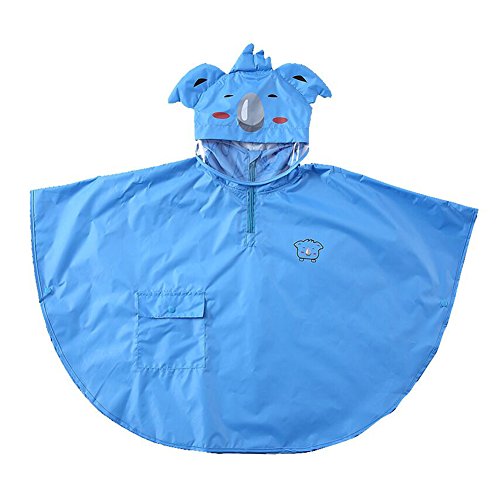 mama stadt Kinder Regenponcho Unisex Regencape Mädchen Jungen 100% Regensichere Regen Poncho Regenmantel Regenjacke Kinder Wasserdicht Atmungsaktiv, Blauer Koala/L (4-6 Jahre) von mama stadt