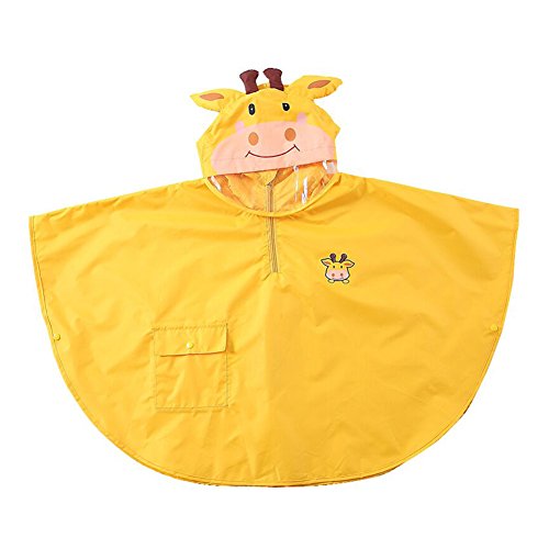 mama stadt Kinder Regenponcho Unisex Regencape Mädchen Jungen 100% Regensichere Regen Poncho Regenmantel Regenjacke Kinder Wasserdicht Atmungsaktiv, Gelbes Kalb/M (2-4 Jahre) von mama stadt