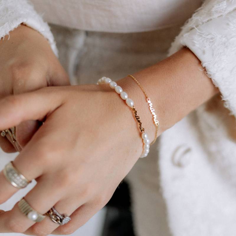 Mama Perlen Armband Mit Echtsüßwasserperlen Und 925 Silber/18K Vergoldet Geschenk Muttertag Kombinierbar von mamacollectionDE