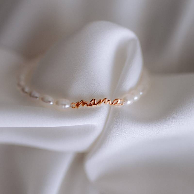 Perlenarmband, Mama Schmuck, Echtsüßwasserperlen 925 Silber 18K Vergoldet, Armband, Geschenk Mama, Geburtsgeschenk, Echtschmuck von mamacollectionDE