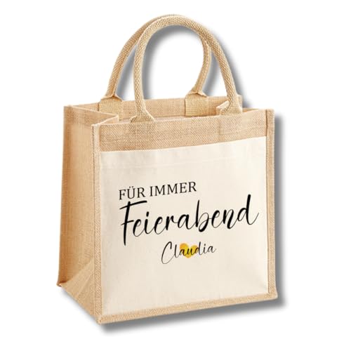 mamir home Abschiedsgeschenk Kollegin Ruhestand | Geschenk zur Rente Frau | Personalisiertes Geschenk für den Renteneintritt (FÜR IMMER Feierabend - mittel) von mamir home