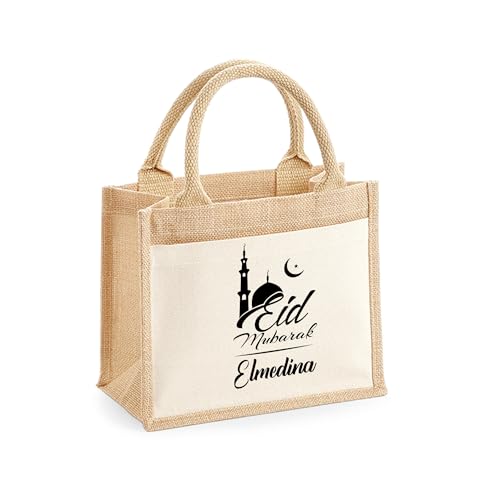 mamir home Eid Mubarak Tüte Geschenk – mit Name personalisiert - Ramadan Kareem – Geschenktaschen Moschee Fastenzeit von mamir home