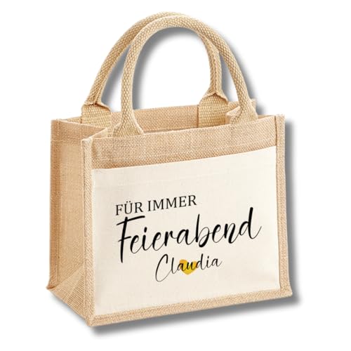 mamir home Personalisierte Geschenktasche zum Ruhestand | Geschenk Rentenbeginn & Abschied (FÜR IMMER Feierabend - klein) von mamir home