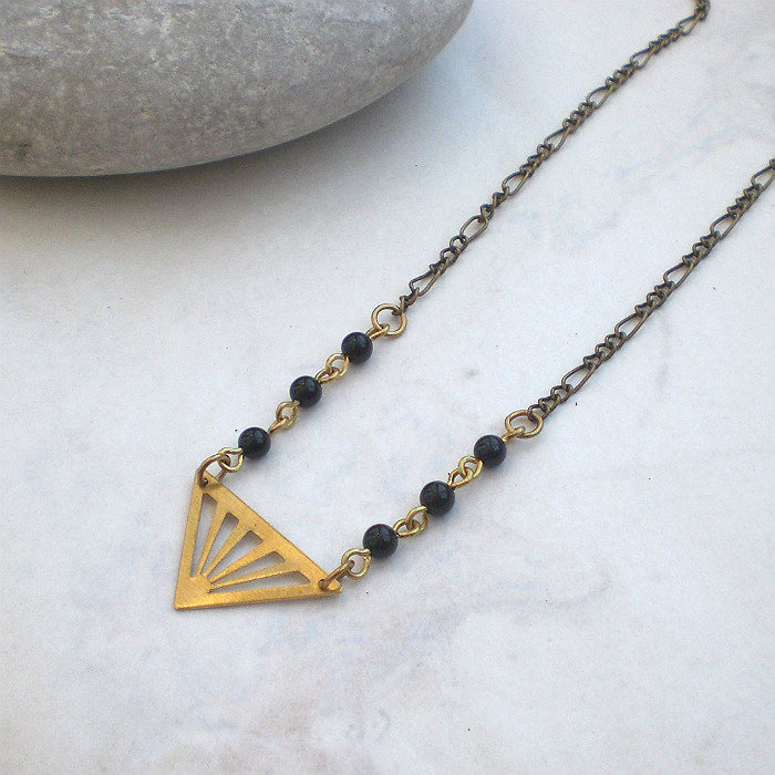 Art Deco Kette Onyx Messing Halskette - Messingkette Vintage Style | M944 Art Deco Kette Onyx Messing Halskette - Messingkette Vintage Style | M944 von manameadesign