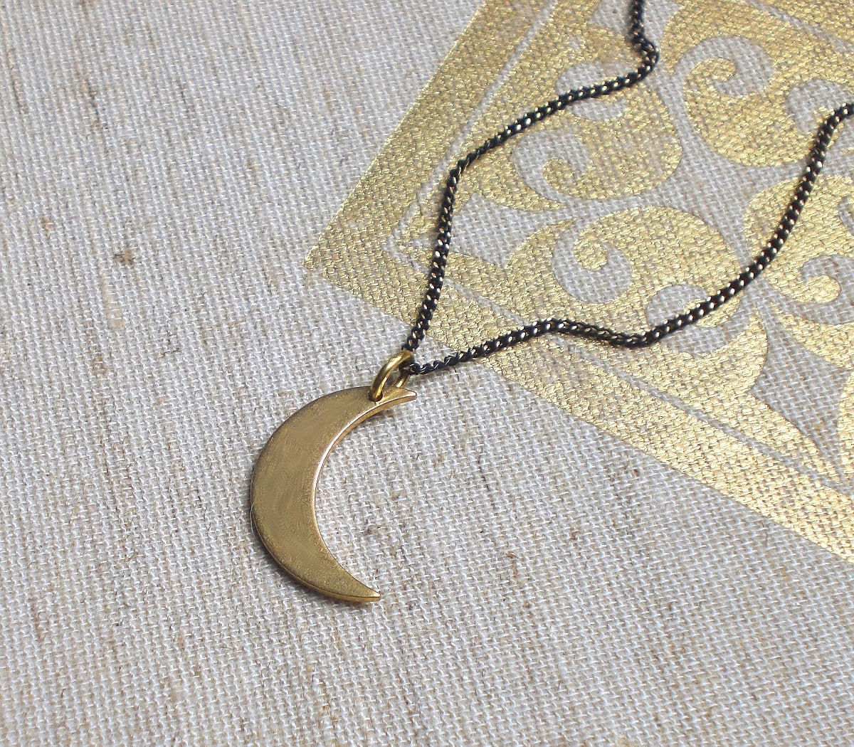 Kette Mond Messing, Halskette Crescent Goldfarben | M893 Kette Mond Messing, Halskette Crescent Goldfarben | M893 von manameadesign