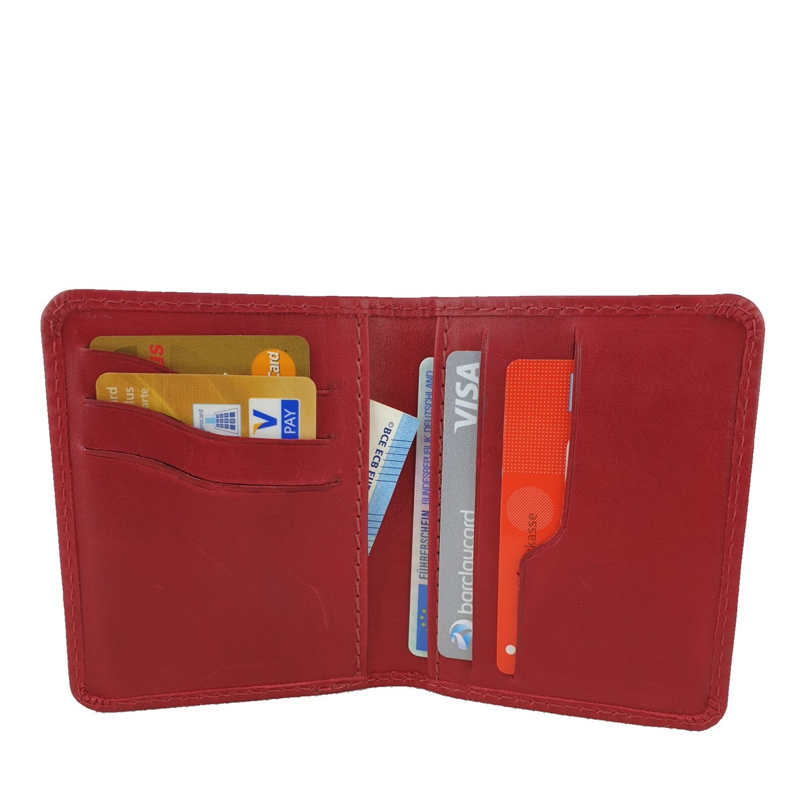 Kartenetui Aus Leder Rot | Card Holder Leather Slim Wallet Mit Münzfach Echtleder Portemonnaie Leichte Mini Karten Etui | Riga von manbefair