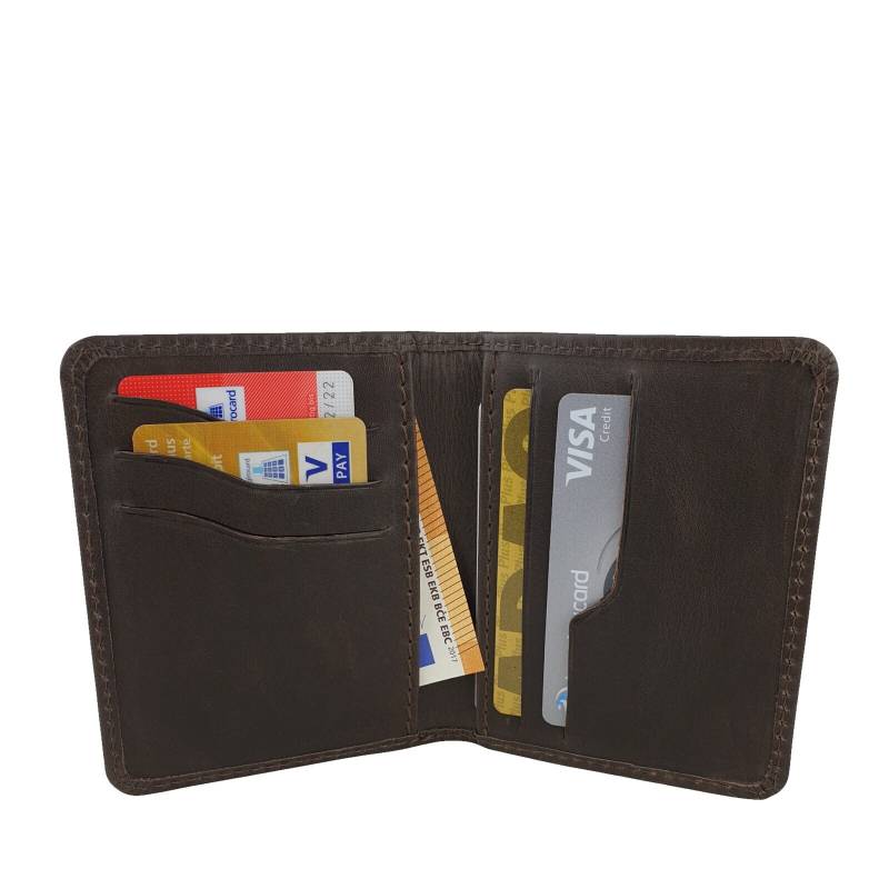 Kartenetui Riga Aus Leder Schokobraun | Card Holder Leather Slim Wallet Mit Münzfach Echtleder Portemonnaie Leichte Mini Karten Etui von manbefair