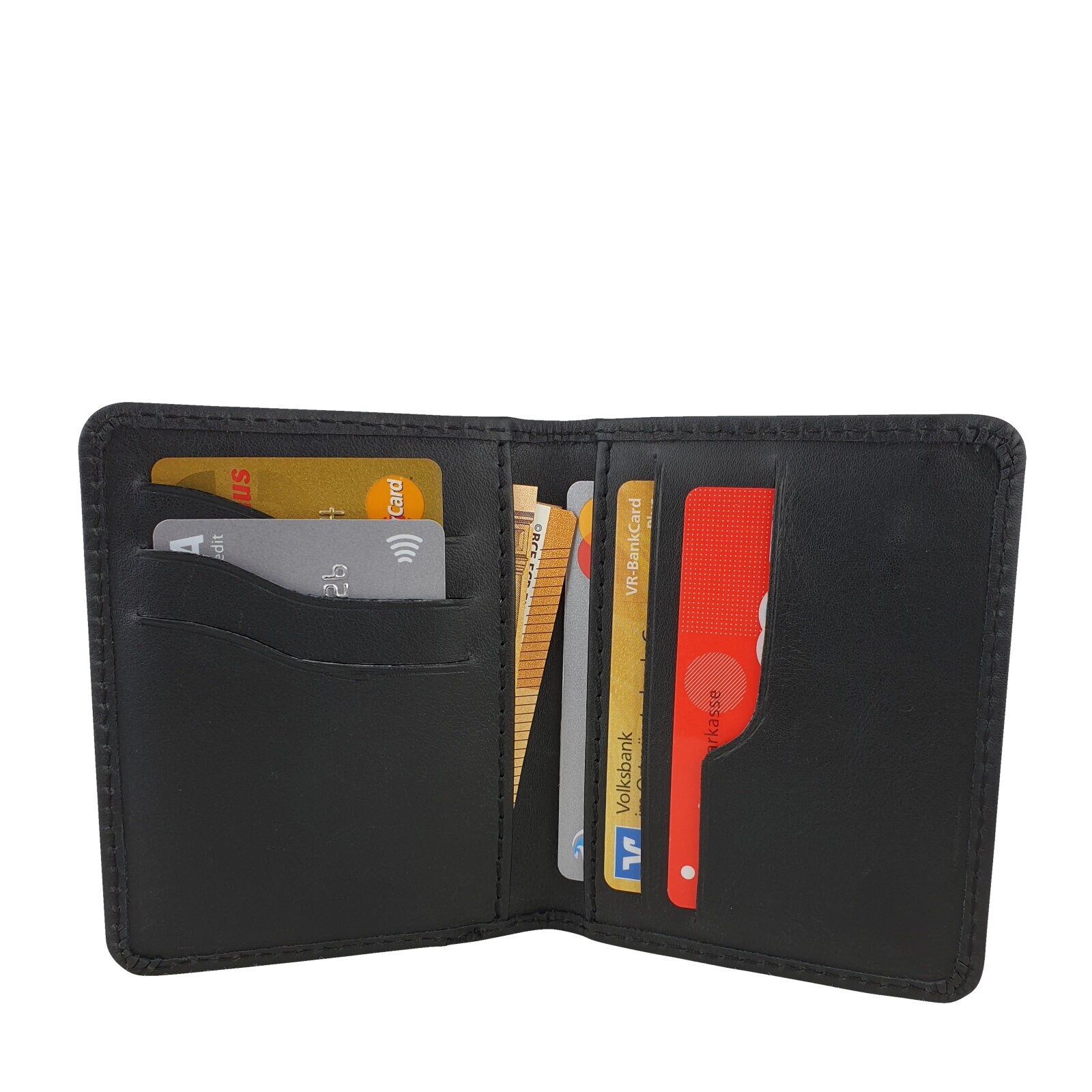 Kartenetui Aus Leder Schwarz | Card Holder Leather Slim Wallet Mit Münzfach Echtleder Portemonnaie Leichte Mini Karten Etui | Riga von manbefair