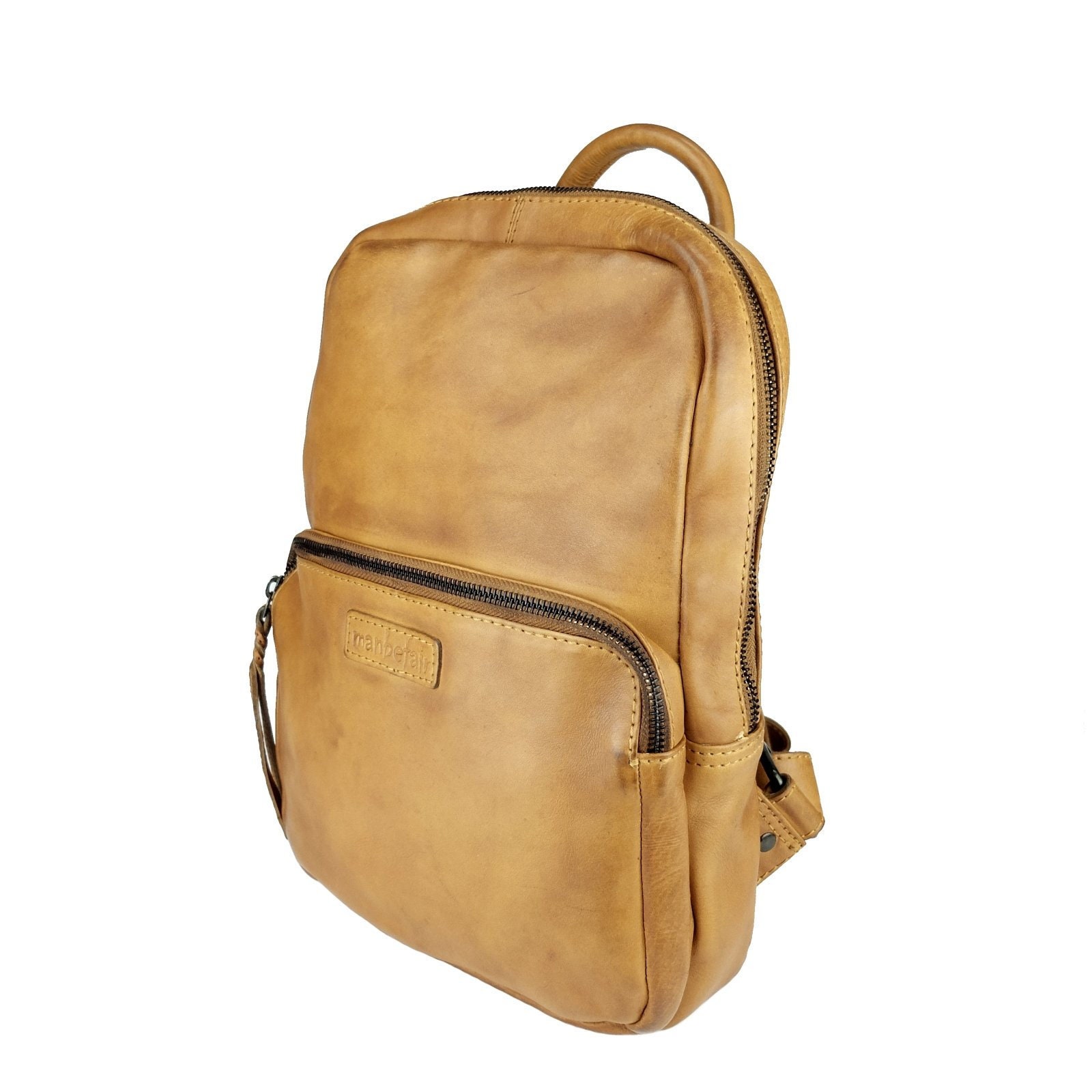 Rucksack Louisa Aus Leder Damen Cognac | Small Backpack Minimal Mini Women Freundin Geschenk von manbefair