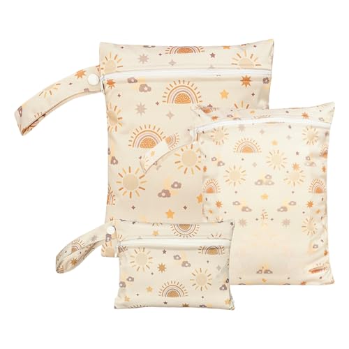 manhegari Feuchtetasche Für Badebekleidung - 3er Set Aufbewahrungstaschen für Kleidung | Wasserfeste Windelorganizer Aufbewahrungsbeutel Für Kinder Erwachsene Camping Schwimmbad Reisen Wanderurlaub von manhegari