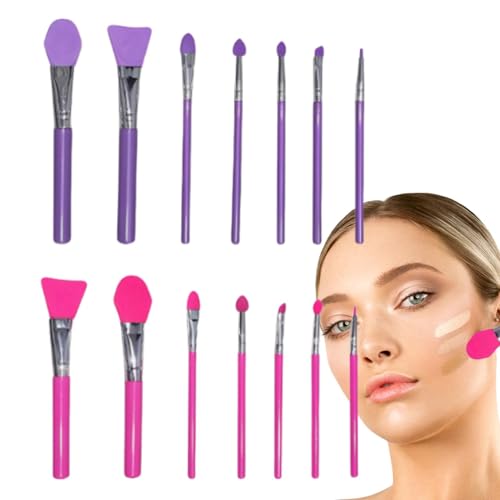 manhegari Make-up-Pinsel Silikon - Lidschatten-Applikatoren Set von 14 - Gesichtspinsel Auftragewerkzeug für Gesichtsschlamm, Ton, Modellierung, Körperlotion und BB Cream von manhegari