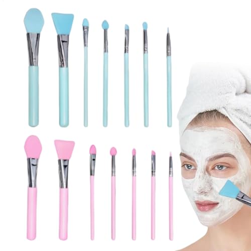 manhegari Silikon-Applikator | Lidschatten-Applikator-Set, 14er-Set, Gesichtspinsel zum Auftragen von Gesichtsschlamm, Ton, Modellierung, Körperlotion und BB-Creme von manhegari
