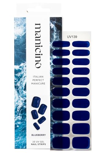 Manicino UV-Nagelfolie – langlebige Gel-Sticker für eine mühelose DIY-Maniküre mit Salon-Feeling, ob zu Hause oder unterwegs (Blueberry, Standard) von manicino