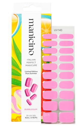 Manicino UV-Nagelfolie – langlebige Gel-Sticker für eine mühelose DIY-Maniküre mit Salon-Feeling, ob zu Hause oder unterwegs (Bubblegum, Standard) von manicino