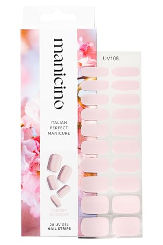 Manicino UV-Nagelfolie – langlebige Gel-Sticker für eine mühelose DIY-Maniküre mit Salon-Feeling, ob zu Hause oder unterwegs (Cherry Blossom, Standard) von manicino