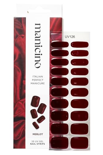 Manicino UV-Nagelfolie – langlebige Gel-Sticker für eine mühelose DIY-Maniküre mit Salon-Feeling, ob zu Hause oder unterwegs (Merlot, Standard) von manicino